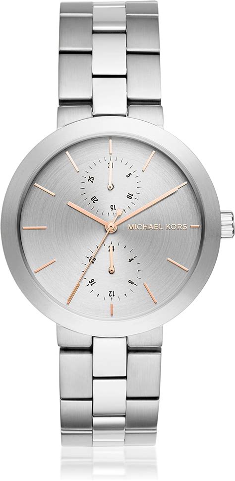 michael kors women's garner silver-tone watch mk6407|New Michael Kors MK6407 Garner Silver Multifunction Women's .